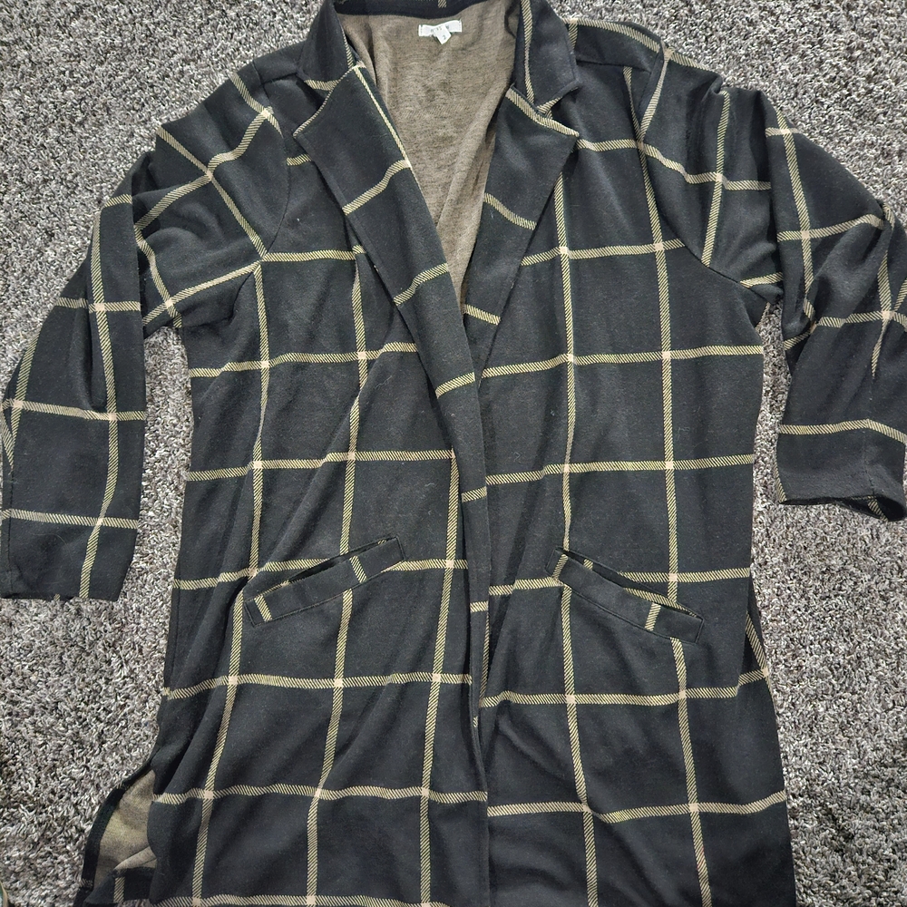 Maurices Black and Tan Checkered Blazer